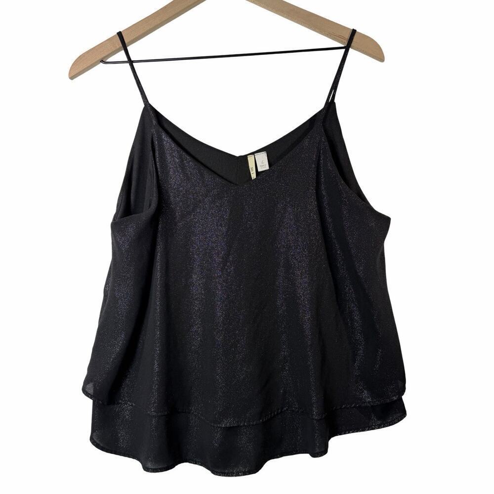 Mi Ami Francesca's Collections Black Shimmer Tank Top Women's size L